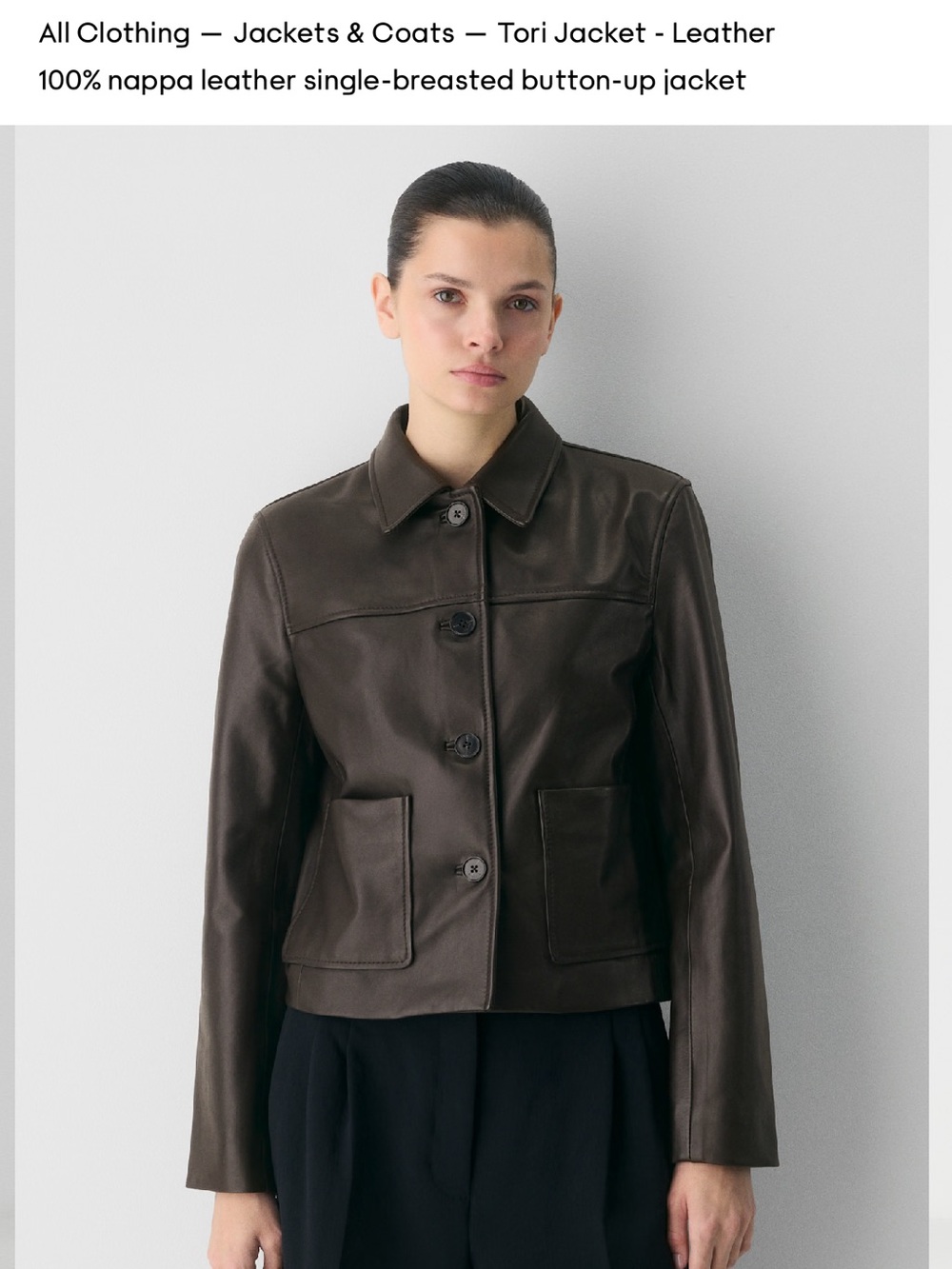 ARITIZA NWT TORI LEATHER JACKET IN DARK COFFEE